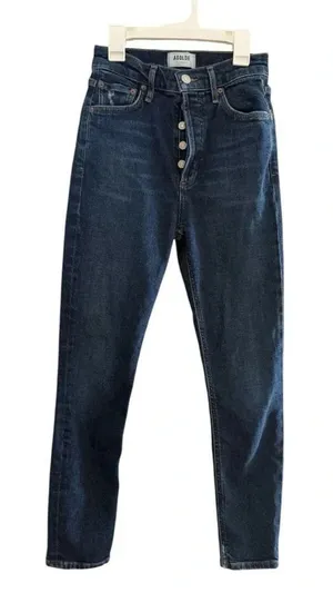 AGOLDE Nico Cabana High Rise Button Fly Dark Wash Skinny Slim Jeans Size 23 thumbnail 1