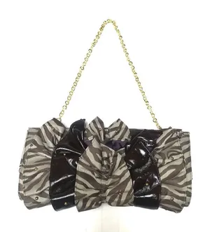 Vintage Y2K Rampage zebra striped clutch chain strap detail purse‎ thumbnail 1