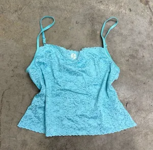 Vintage turquoise blue lace coquette y2k tank thumbnail 1