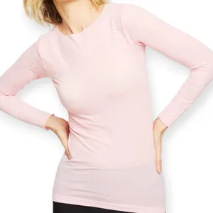 AMB Solid Raw Edge Second Skin Top Candy Pink Long Sleeve One Size Size undefined thumbnail 1