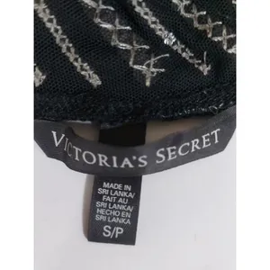 Victoria's Secret Black Sheer Pattern Sequin Short Sleeve Top S Retro Girl Glam thumbnail 10