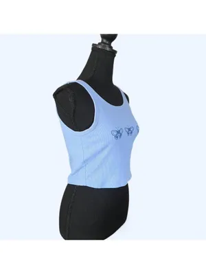 Vintage Y2K Victoria’s Secret Pink Blue Butterfly Tank Top Medium 🦋 thumbnail 3
