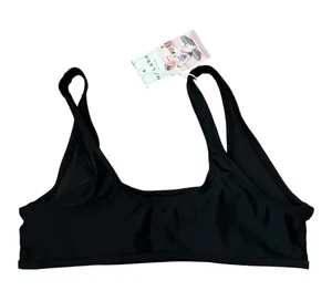 Halara Solid U Neck Bikini Top Swimsuit Small Women’s Black NWT thumbnail 2