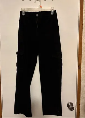 Small black womens cargo pants thumbnail 1