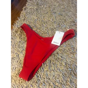 QUINCE Italian High Leg Bikini Bottom MINIMALIST Swimsuit Cherry Red Sz Large L thumbnail 4