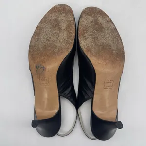 Vtg Stanley Phillipson Womens 9.5 SS‎ Heels Black Leather Slingback Open Toe USA thumbnail 7