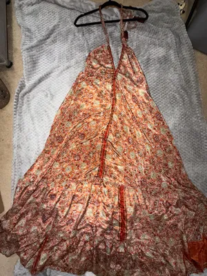 India Silk Tiered Halter Maxi dress thumbnail 3