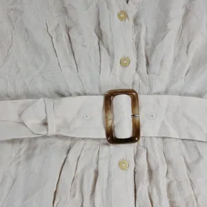 Free People Womens Belted‎ Top Medium Cream Solid Button Down Long Sleeve Blouse thumbnail 9