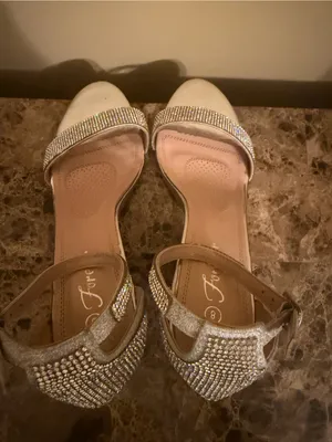 Silver Crystal Embellished Block Heel Sandals Size 8 thumbnail 2
