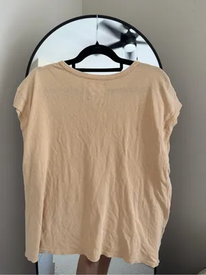 NWT Aerie Sleeveless V-Notch Cotton Tank Top in Beige thumbnail 6
