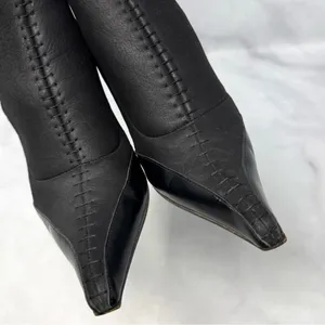 Giuseppe Zanotti Vicini Vintage Y2K Shearling Zip Pointed Ankle Booties Black 36 thumbnail 8