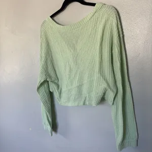 Shein Mint Green Waffle Knit Cropped Button Cardigan Sweater 1XL thumbnail 6