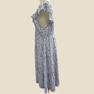 Baltic Born Crete Midi Dress Blue White Floral Toile Ruffle Tiered XL Cottage‎ thumbnail 4