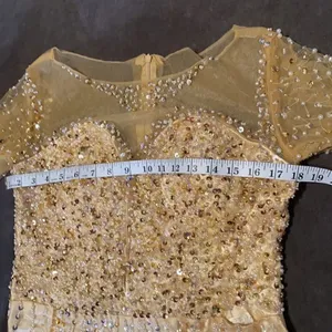 Women’s Gold Fully Beaded Dress M **READ DESCRIPTION** thumbnail 11