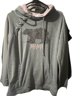 Maurices light green Hoodie Tunic with Pink Accent -‎ Mama Bear Graphic thumbnail 2