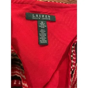 Lauren‎ Ralph Lauren Women's Patterned Ruffled Georgette Skirt sz M red brown thumbnail 4
