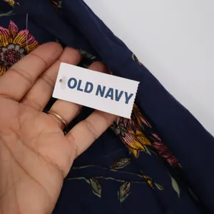 Old Navy Shirt Dress Womens L Sleeveless Navy Blue Floral Button-Down New thumbnail 3