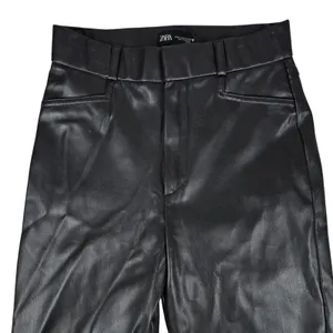 Zara Faux Leather High Rise Trousers Black Size US S thumbnail 3