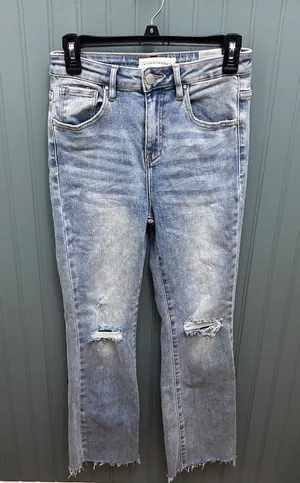 Risen Jeans Women 7/28 Light Wash Distressed High Rise Straight Leg RDP5517 Blue thumbnail 1