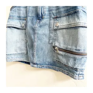 Free People We The Free Mini Skirt Women's 24 Blue Denim Light Wash Cargo Pocket thumbnail 3