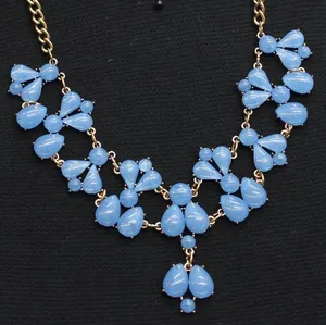 NWT Lane Bryant Floral Bib Statement Necklace Gold / Blue 17.5" + 3" thumbnail 1