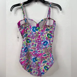 Stella Parker One Piece Swimsuit Womens Size L Purple Multicolor Floral thumbnail 2