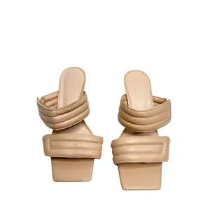 Abound Carly Tan Beige Quilted Padded Square Toe Flared Heel Sandals‎ Mules 6M thumbnail 4