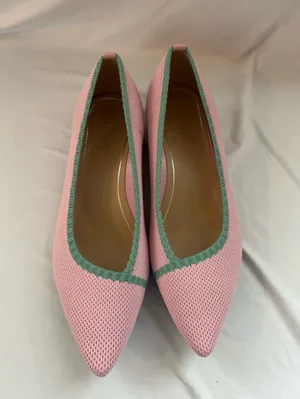 Vionic Dahlia Pink Knit Ballet Flats with Green Trim 9 thumbnail 2