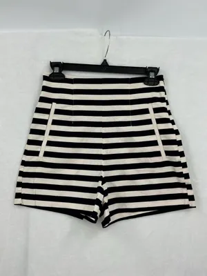 Zara Navy and White Striped Belted Shorts 813 thumbnail 2