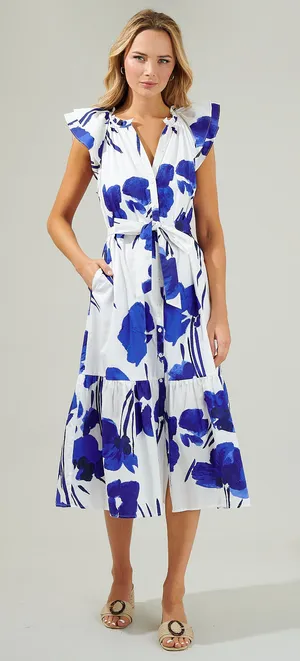 NWT Sugar Lips Neli Floral Charlotte Button Midi Dress thumbnail 1