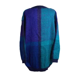 Angora (MH) Blend Sweater Women‎ Medium Blue Purple Colorblock Vtg Paul Harris thumbnail 6