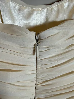 House of CB Carlotta Ruched Draped Chiffon Dress Womens XS Ivory Formal Cocktail thumbnail 13