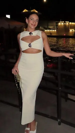 Zara maxi dress conch cutout fitted bodycon party cocktail evening wedding thumbnail 9