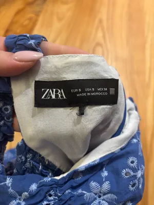 Zara Openwork Embroidered Mini Dress in blue thumbnail 3