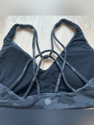 Athleta Black Camo Strappy Sports Bra thumbnail 4