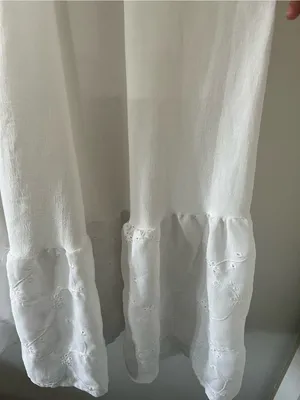 White Eyelet Smocked Tiered Maxi Dress Large Coastal Euro Summer Beach Resort thumbnail 5