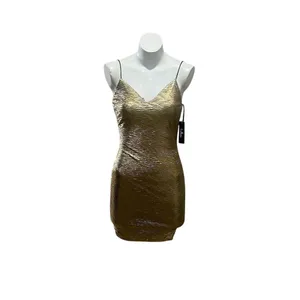 Lulus Gold Bodycon Dress Women's S Sleeveless Party Cocktail Short thumbnail 4