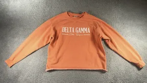 Comfort Colors Oversized Sweatshirt Women‎ L Delta Gamma Zeta Sigma Raw Hem Cozy Collegiate y2k thumbnail 1