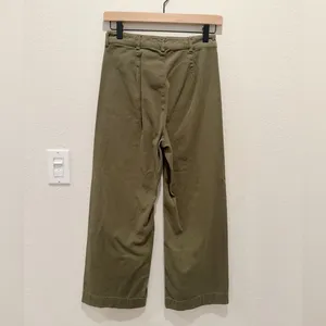 A.L.C. Frank Wide Leg Sailor Pants in Army Green Cropped size 0 thumbnail 3