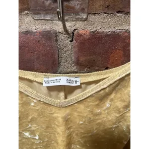 Zara 90s Crushed Velvet Slip Mini Dress Mustard Gold Size M thumbnail 5