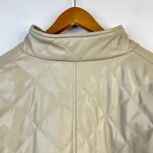 Avec Les Filles Faux Leather Vegan Diamond Quilted Coat Womens M Neutral new thumbnail 8