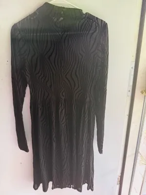 black long-sleeve mock-neck dress thumbnail 2