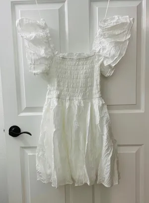 TCEC | NWOT | Ruffle Sleeve Mini Dress | L | White | CD02530 thumbnail 1