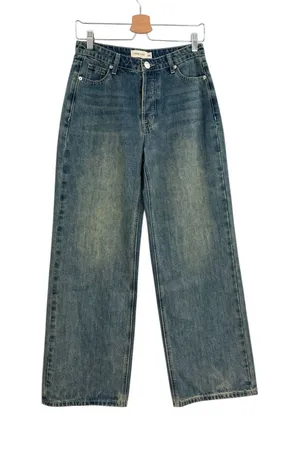 Tiger Mist Baggy‎ Wide Leg Jeans Mid Rise Blue Wash Straight Denim XS thumbnail 1