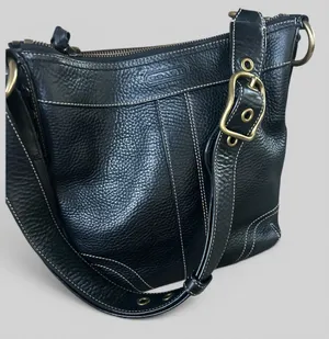 Coach vintage y2k black pebbled leather Bleecker bag gothic 10398 slim duffle thumbnail 1