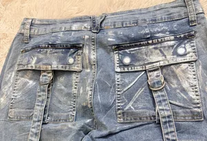 Vibrant M.I.U. Metallic Wide leg Cargo Denim Pants - NWT - Womens Size L 32”W thumbnail 8
