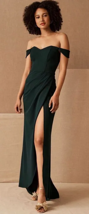 BHLDN Rossi Crepe Emerald Gown thumbnail 1