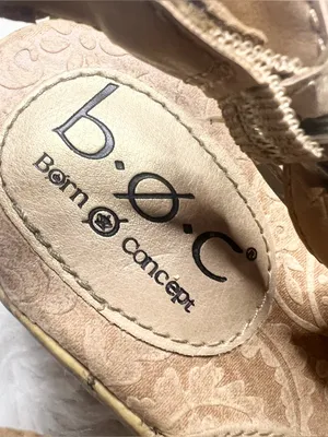 b.o.c. Born Concepts Tan Floral Open Toe Slingback Cork Wedge Sandals Size 6 thumbnail 13