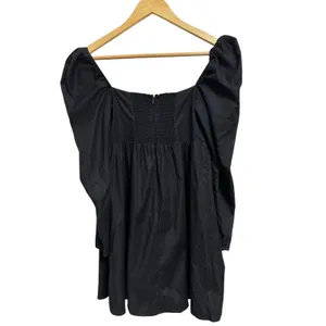 Reformation Black Kenzi stretch Organic Cotton Puff Sleeve Mini Dress Size‎ 2 thumbnail 6