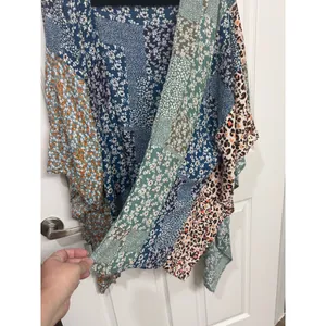 Umgee Women Blue Patchwork Print Floral Leopard Open Front Kimono Wrap Boho S/M thumbnail 10